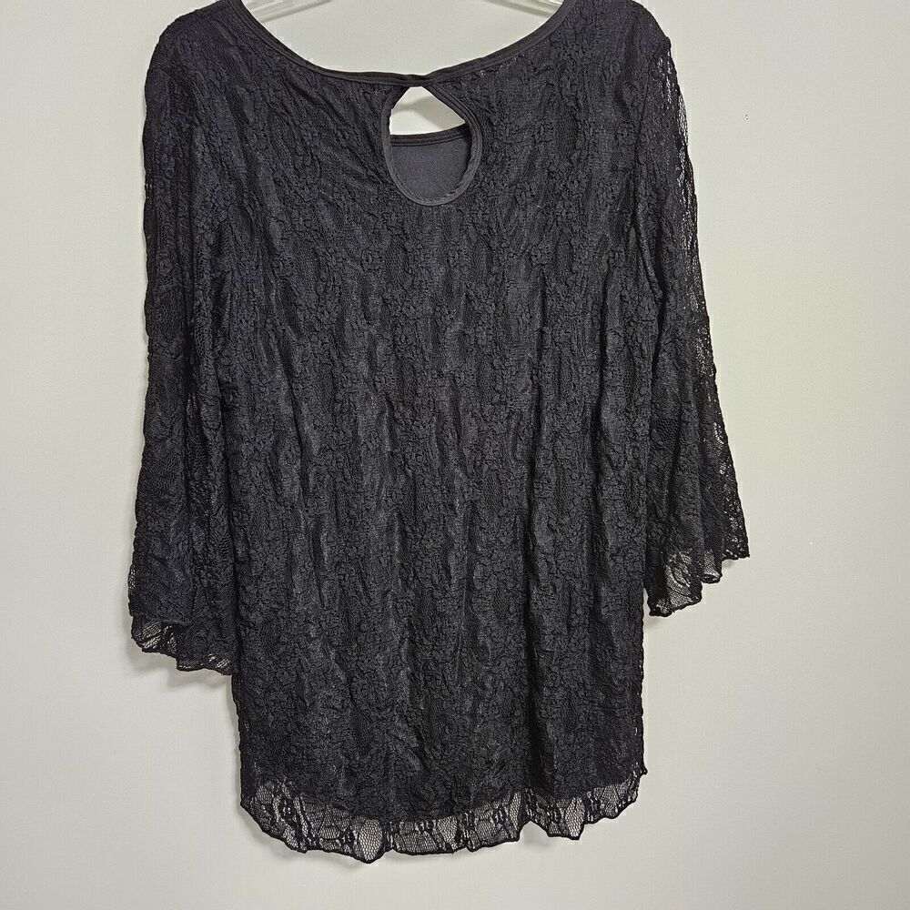 Star Vixen Black Lace Lined Shirt Top Boho Indie Women XLarge Flowing Cottage